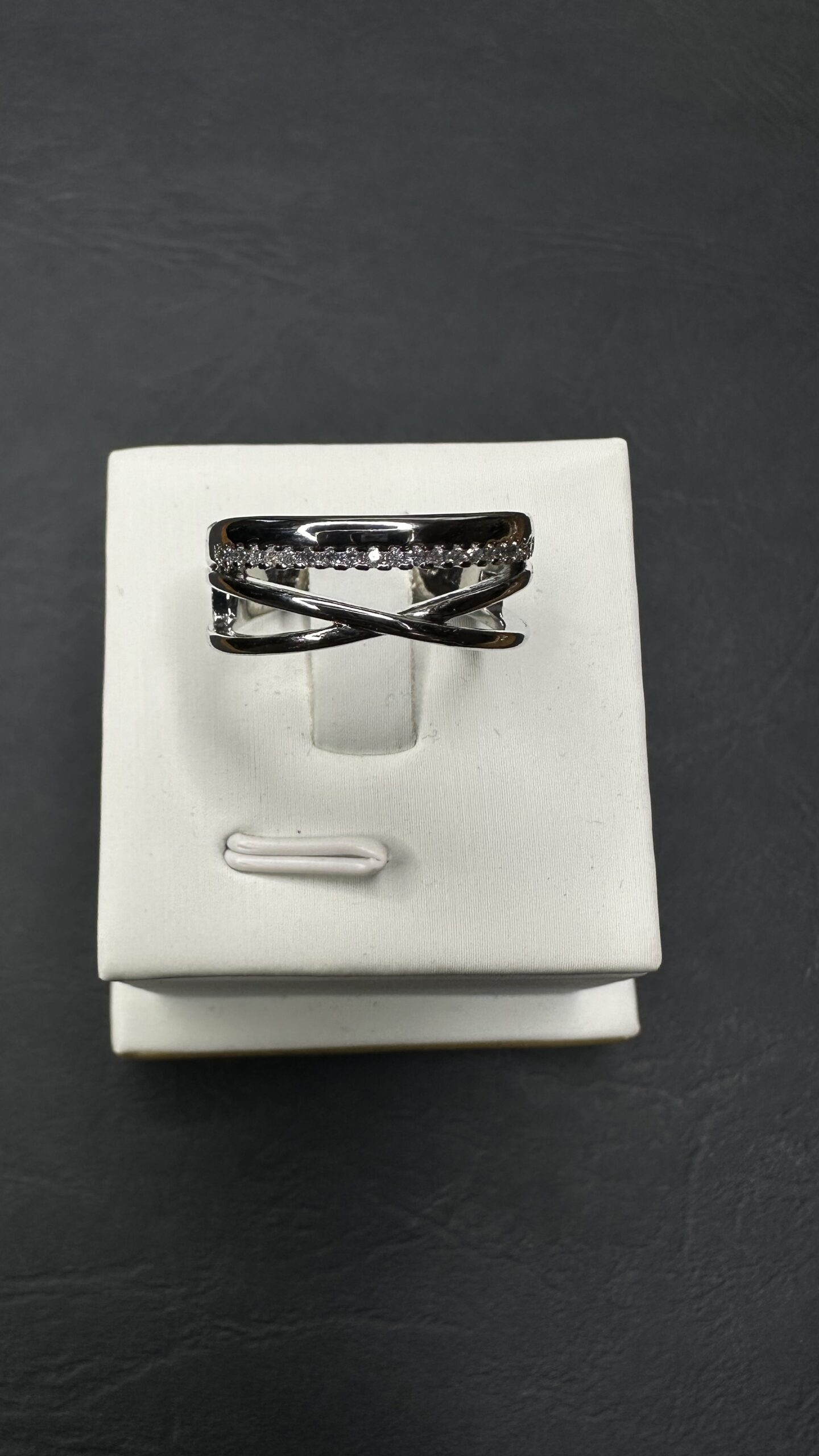 ANILLO BAÑO ORO BLANCO CIRCONES